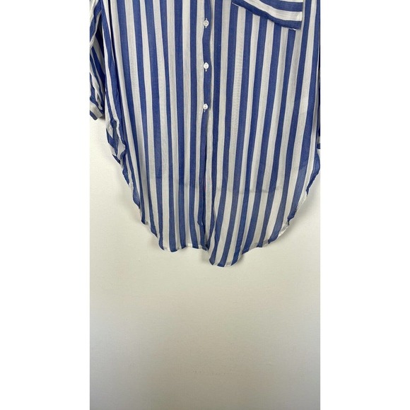 Vixbe Stitch Fix Horizontal Stripes Button Front Shirt Chest Pocket 3/4 Sleeve L - Picture 5 of 7